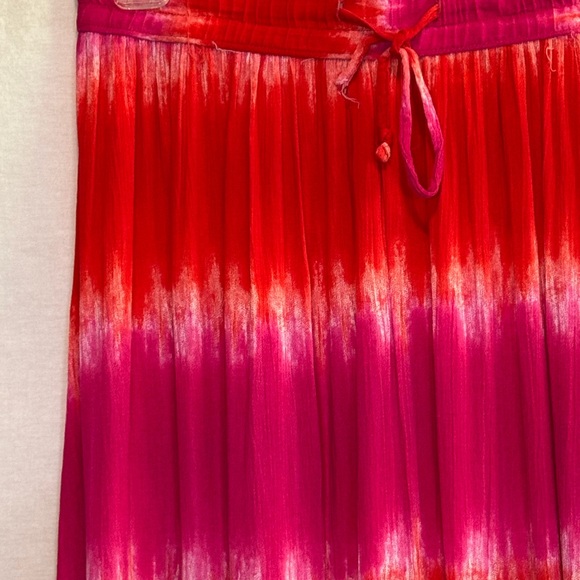 F-187 Cato Pink & Red Tie Dye Elastic & Drawstring Waist Maxi Skirt Size S - Picture 4 of 13